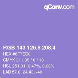 カラーコード: RGB 143 126.8 208.4 | qconv.com