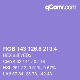 カラーコード: RGB 143 126.8 213.4 | qconv.com