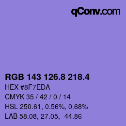 カラーコード: RGB 143 126.8 218.4 | qconv.com