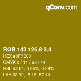 カラーコード: RGB 143 126.8 3.4 | qconv.com