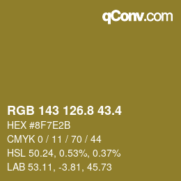 カラーコード: RGB 143 126.8 43.4 | qconv.com