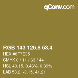 カラーコード: RGB 143 126.8 53.4 | qconv.com