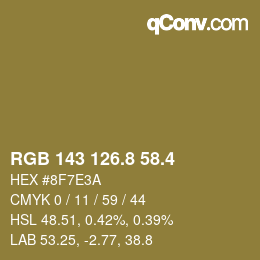 カラーコード: RGB 143 126.8 58.4 | qconv.com