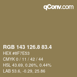 カラーコード: RGB 143 126.8 83.4 | qconv.com