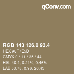 カラーコード: RGB 143 126.8 93.4 | qconv.com