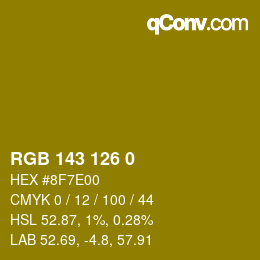 颜色代码: RGB 143 126 0 | qconv.com