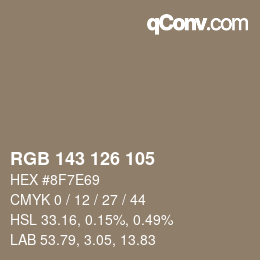 カラーコード: RGB 143 126 105 | qconv.com