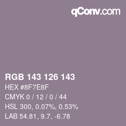 カラーコード: RGB 143 126 143 | qconv.com