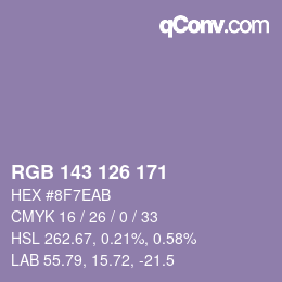 Código de color: RGB 143 126 171 | qconv.com