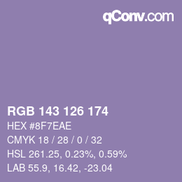カラーコード: RGB 143 126 174 | qconv.com