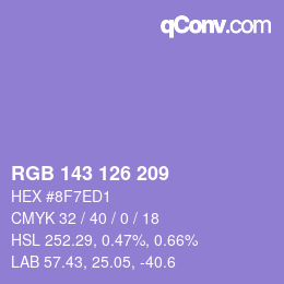 Color code: RGB 143 126 209 | qconv.com