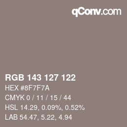 Farbcode: RGB 143 127 122 | qconv.com