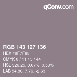 カラーコード: RGB 143 127 136 | qconv.com
