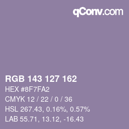 カラーコード: RGB 143 127 162 | qconv.com