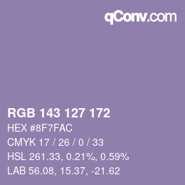 カラーコード: RGB 143 127 172 | qconv.com