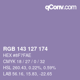 カラーコード: RGB 143 127 174 | qconv.com