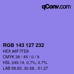 Color code: RGB 143 127 232 | qconv.com