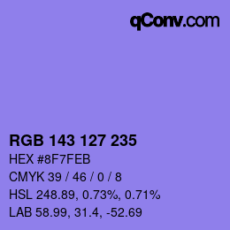 Color code: RGB 143 127 235 | qconv.com