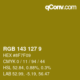 カラーコード: RGB 143 127 9 | qconv.com