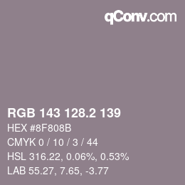 カラーコード: RGB 143 128.2 139 | qconv.com