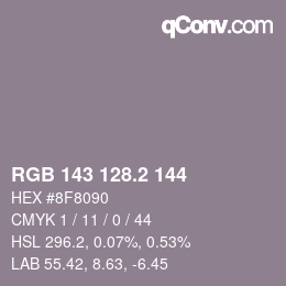 カラーコード: RGB 143 128.2 144 | qconv.com