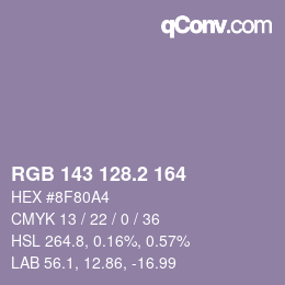 カラーコード: RGB 143 128.2 164 | qconv.com