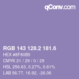 カラーコード: RGB 143 128.2 181.6 | qconv.com