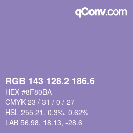 カラーコード: RGB 143 128.2 186.6 | qconv.com