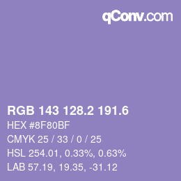 カラーコード: RGB 143 128.2 191.6 | qconv.com