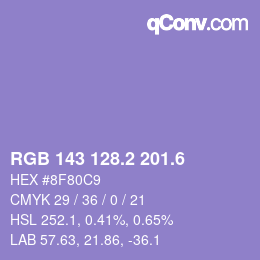 カラーコード: RGB 143 128.2 201.6 | qconv.com