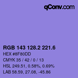 カラーコード: RGB 143 128.2 221.6 | qconv.com