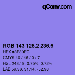 カラーコード: RGB 143 128.2 236.6 | qconv.com
