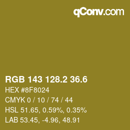カラーコード: RGB 143 128.2 36.6 | qconv.com