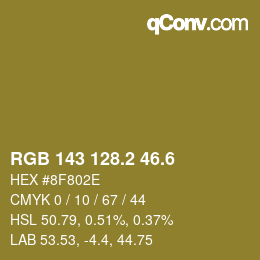 カラーコード: RGB 143 128.2 46.6 | qconv.com