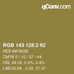 カラーコード: RGB 143 128.2 62 | qconv.com