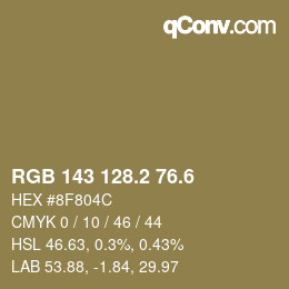 カラーコード: RGB 143 128.2 76.6 | qconv.com