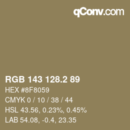 カラーコード: RGB 143 128.2 89 | qconv.com