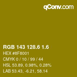 カラーコード: RGB 143 128.6 1.6 | qconv.com