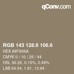 カラーコード: RGB 143 128.6 106.6 | qconv.com
