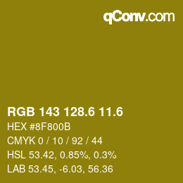 カラーコード: RGB 143 128.6 11.6 | qconv.com