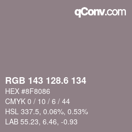 カラーコード: RGB 143 128.6 134 | qconv.com