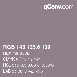 カラーコード: RGB 143 128.6 139 | qconv.com