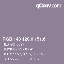 カラーコード: RGB 143 128.6 151.6 | qconv.com