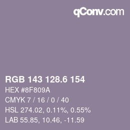 カラーコード: RGB 143 128.6 154 | qconv.com