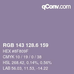 カラーコード: RGB 143 128.6 159 | qconv.com