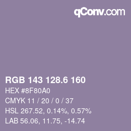 カラーコード: RGB 143 128.6 160 | qconv.com