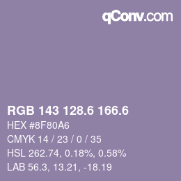 カラーコード: RGB 143 128.6 166.6 | qconv.com