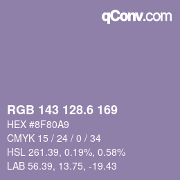 カラーコード: RGB 143 128.6 169 | qconv.com