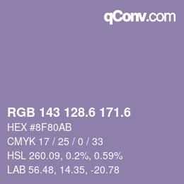 カラーコード: RGB 143 128.6 171.6 | qconv.com