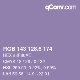カラーコード: RGB 143 128.6 174 | qconv.com